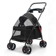 민트스쿨 반려동물 유모차 저상형 접이식, 블랙, 1개