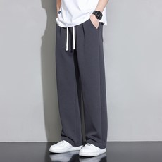 男款闊腿舒適運動休閒長褲, 無具體規格, 深灰色