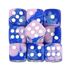6면 주사위 세트 컬러 라운드 코너 큐브 PRG 파티 놀이 보드 교육 수학 16mm 10 개, 10 pink blue