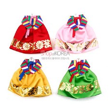 한복 입은 인형 냉장고 자석 메모꽂이 4종 세트 전통 공예 홈스테이 이웃 선물