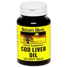 네이처스 블렌드 대구 간유 100 소프트젤 Nature's Blend Cod Liver Oil 100 Softgels, Nature's Blend Cod Liver Oil 소, 1개, 100정