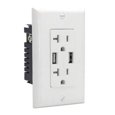 美式插座帶USB充電插座面板 20A 125V雙USB充電牆壁插座, 1套