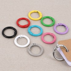 클립 핀 1P 컬러 오픈형 원형 고리링 24mm 열쇠링, 레드
