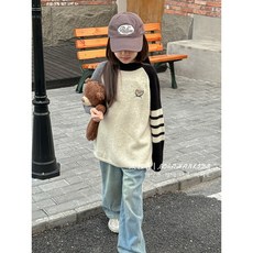 賣場優選新款可愛童裝女童毛衣童裝女童秋裝針織衫2025新款兒童秋冬衣服插肩袖套頭毛衣拚色上衣