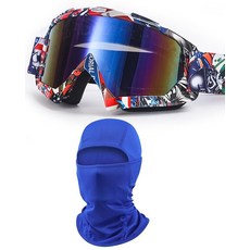 ImmoON 온oSand 샌드Motocross산악자전거고글 방한모포함 여성남성청소년 더트바이크ATVMXMTB레이싱고글안전안경보호안경 블랙모노크롬스프레이125696, 블루 - 아메리카나 그래피티
