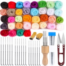 36 색 DIY 양모 펠트 키트 핸들 양모 Felting 도구 수제 펠트 바늘 세트 7pcs 팩 Felting 패브릭 재료 액세서리, 보여진 바와 같이, 1개