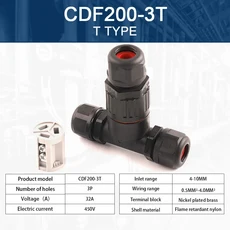 I/T 모양 방수 커넥터 2/3/5 핀 와이어 빠른 나사 연결 푸시 인 전기 정션 박스 DIY GO IP68, 01 1 Set, 02 3P T Type