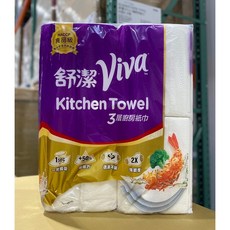 舒潔 Viva 三層廚房紙巾 60張x16卷 (台中小蜜蜂美式賣場代購), 1個, 貨運宅配限1袋