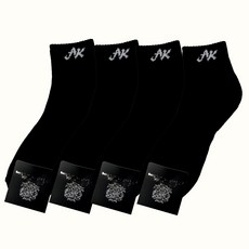 앙드레김 남성용 스포츠 러닝 쿠션 발목 양말 4족, 블랙 4켤레