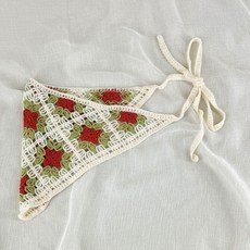 春秋韓版時尚針織鈎花鏤空三角巾女甜美可愛少女風花朵頭巾髮帶女