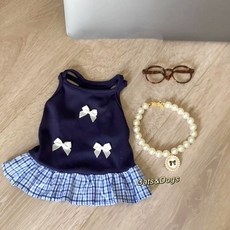 펫 캣 여름 원피스, 1개, 딥블루