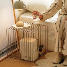 [체어팩토리] 와이어 철제 스탠드 잡지 진열대 책장 협탁 사이드테이블, 실버(+1인투명아크릴판), 1개