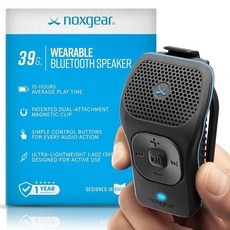 Noxgear 39g 웨어러블 블루투스 스피커 마그네틱 미니 클립온 최대 15시간 재생 시간 방수 | 클립 온 블루투스 마이크가 있는 웨어러블 스피커 30.5m(100피, 블랙, 1팩
