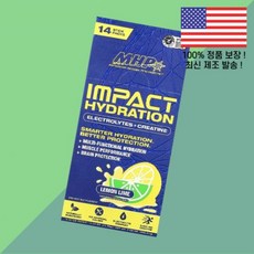MHP 임팩트 하이드레이션 전해 일렉트로라이트 크레아틴 아미노산 레몬 라임 스틱 팩 14개 각 0.52온스 14.76g Impact Hydration Electrolytes C, MHP 임팩트 하이드레이션 전해질 일렉트로라이트 크레아