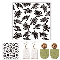 CRASPIRE 나뭇잎 폴리머 클레이 텍스처 시트 2개 은행나무 민들레 식물 핸드메이드 투명 실리콘 매트 재사용 가능한 엠보싱 폴더 스탬프 귀걸이 데크레이스 주얼리 DIY, 거북이 물고기