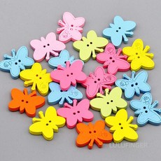 [룰루핑거] 우드단추 파스텔 나비 색상랜덤 2.2x1.7x0.4cm (20개입), 없음