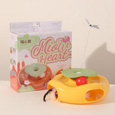 Miory Heart 電動旋蝶逗貓玩具, 金瓜, 1個, 蝴蝶顏色隨機發 需要自備5號電池