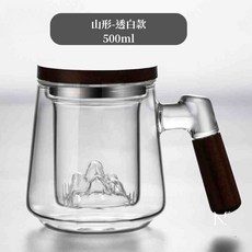 【N.SPACE】深空茶壺 提升茶湯色澤 可直接加熱 茶水分離 耐熱玻璃 頂級胡桃木手把, 1個, 山形-深空茶壺 500ML (透白）, 透白