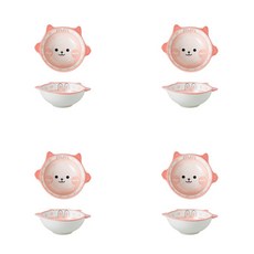 BLOWFISHFUGU 캐릭터 애니멀 도자기 그릇 반찬그릇 샐러드보울 예쁜 반찬접시 4P, 8개, D