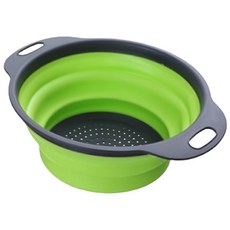 BO雜貨 台灣現貨方型折疊瀝水籃，可伸縮矽膠洗菜籃，廚房多功能濾水盆, 紅灰色、綠灰色, 1個