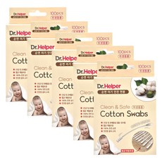 닥터헬퍼 순면 아가 안전 면봉 멸균 개별포장 100개입 5개