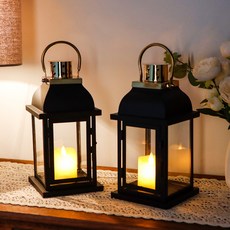 JHY DESIGN 풍등 캔들 홀더 2종 세트, 블랙