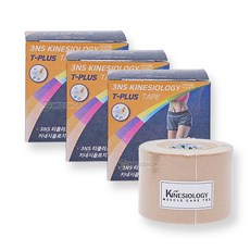 3NS 키네시올로지 스포츠 테이프 베이지 5cm x 5m, 3개, 1개입