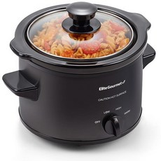 Elite Gourmet MST-250XBX 전기 슬로우 쿠커 세라믹 냄비 온도 조절 가능 앙트레 소스 수프 로스트 스튜 및 딥 식기세척기 사용 가능 (1.5쿼트, 1.5 Quarts, 블랙