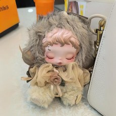 팝마트 스컬판다 라부부 인형옷 겨울 무브먼트 인형의상 펜던트, 캐러멜 헤어피스 인형 옷, 아기 옷만 있고 아기 없음