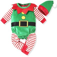 HINTINA 신생아 남아 여아 크리스마스 의상 크리스마스 롬퍼 점프수트 엘프 산타 옷 세트 레드