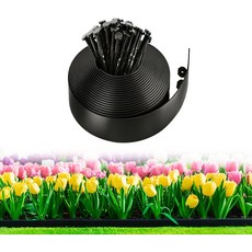 4인치 높이의 조경 가장자리 33피트 플라스틱 정원 잔디 30개의 앵커링 스파이크 화단 및 경계를 만들기 위한 파내기 없음 경로 포장 팩, 1Pack, 4in-33FT