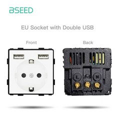 BSEED 유리 프레임 EU 벽 센서 표준 소켓 스위치 DIY DS-NA 부품 모듈 PIR 기능, USB So et