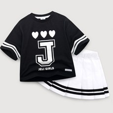 JELISPOON 愛心印花泡泡袖T恤+紗裙