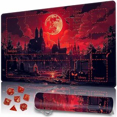 Playmat MTG TCG DND 보관 가방 및 주사위 7개 포함 프리미엄 엣지 잠금 디자인 플레이 매트 매직 플레이매트 게이밍 매트용 존 포함 (스켈레톤 군대 61 x, Castle