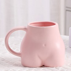 Nurom 북유럽 도자기 머그컵 예쁜 카페머그컵 특이한 컵, 핑크색, 2개