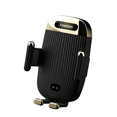 車用無線充電支架 磁吸充電支架 多功能車充 自動感知夾緊 15W快充 車用無線充 汽車手機架 Type-C, 無線充車用支架-黑