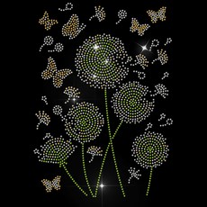 1개 유리 핫픽스 라인스톤 다리미 부착형 아플리케 의상 액세서리 (옷 가방 바지용) 민들레 무늬 297x210mm, 혼합색