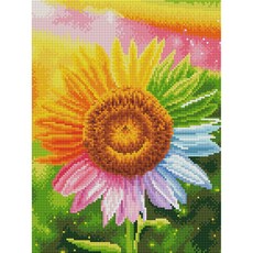 리빙듀오 DIY 명화 비즈 보석십자수세트 A-038 해바라기 무지개 30x40, 1개