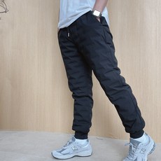 男款鴨絨羽絨慢跑褲 冬季防寒防風褲子 鹅絨填充物羽絨褲