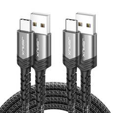 JSAUX USB A to C타입 고속 충전케이블 알루미늄 합금 케이블, 2개, 그레이, 3m