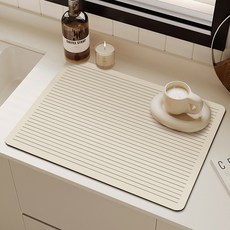簡約硅藻泥瀝水墊廚房家用隔熱加厚桌子檯面吸水防滑瀝水墊TS-條紋-130*50【二代硅藻泥】, 1個, TS-條紋-1