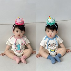 로이앤한나 돌 촬영옷 촬영의상 아기 여아 남아 생일축하 바디슈트 케이크모자 세트
