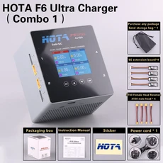 HOTA F6 울트라 듀얼 모드 4채널 지능형 밸런스 충전기 전원 공급 장치 포함 1000W 고출력 리튬 배터리, 01 F6 Ultra Combo 1, 04 영국 플러그