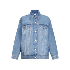 리우조 리무버블 퍼 셔츠 칼라 데님 재킷