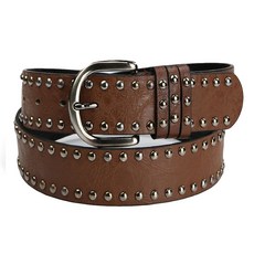 YCMI여성용서클스터드가죽벨트 펑크록리벳벨트여성용벨트 청바지바지드레스용 여성용PU가죽벨트 블랙.131408