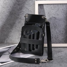미용사 가위가방 소가죽 가위집 바버샵 헤어디자이너 허리가방, 11. 블랙 천연가죽 6개용
