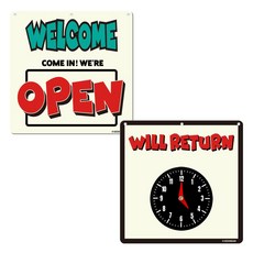 긱베어 오픈/윌리턴 도어 사인 open will return 오픈 클로즈, 카툰