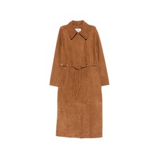 바앤쉬 타이 웨이스트 레더 코트