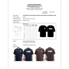 JTR-025 Storm Laurel Graphic Oversized T-shirts, 黑,L, 1個