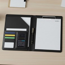 픽커스 가죽 계산기 멀티 서류판, 블랙